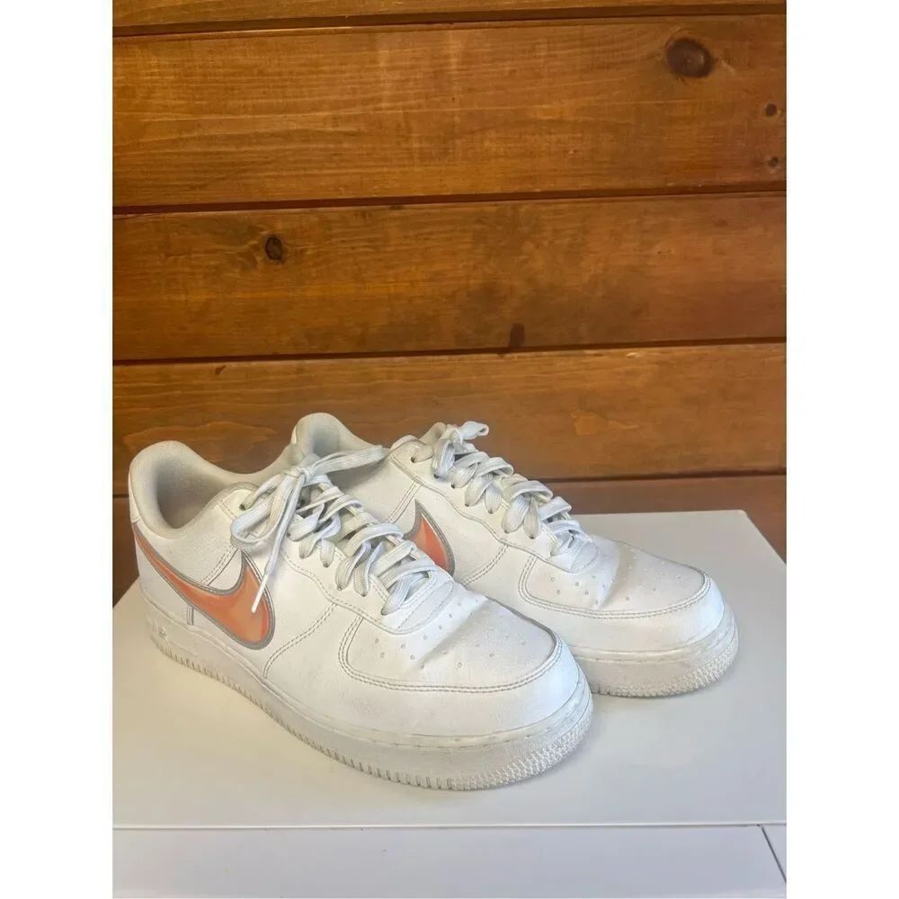 Nike Air Force 1 Low Oversized Swoosh White Orange Peel Sz 10.5 A02441-102